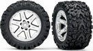 Tires and Wheels, Assembled, Glued (2.8") (RXT Satin Chrome Wheels, Talon EXT Tires, Foam Inserts) (2WD Electric Rear) (2) (TSM® Rated)