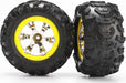 Tires and wheels, assembled, glued (Geode chrome, yellow beadlock style wheels, Canyon AT tires, foam inserts)(1 left, 1 right)