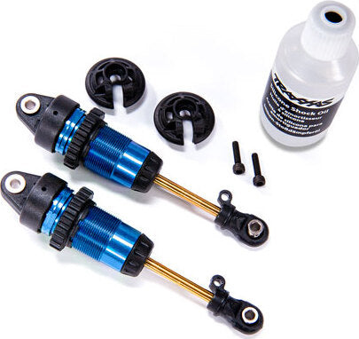 Shocks, GTR long blue-anodized, PTFE-coated bodies with TiN shafts (fully assembled, without springs) (2)