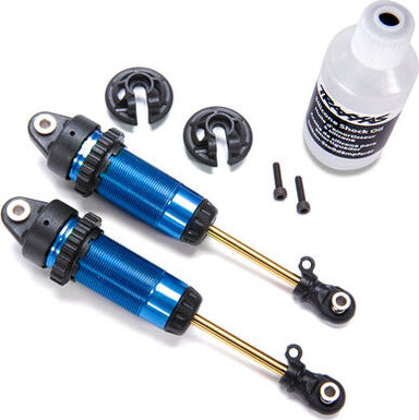 Shocks, GTR xx-long blue-anodized, PTFE-coated bodies with TiN shafts (fully assembled, without springs) (2)