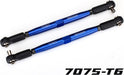 Toe links, X-Maxx (TUBES blue-anodized, 7075-T6 aluminum, stronger than titanium) (157mm) (2)/ rod ends, assembled with steel hollow balls (4)/ aluminum wrench, 10mm (1)