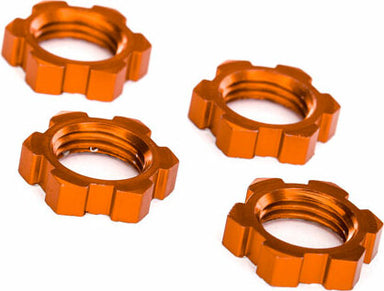 Wheel Nuts, Splined, 17mm, Serrated (orange-Anodized) (4)