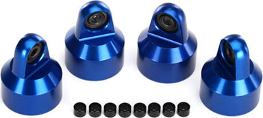 Shock caps, aluminum (blue-anodized), GTX shocks (4)/ spacers (8)