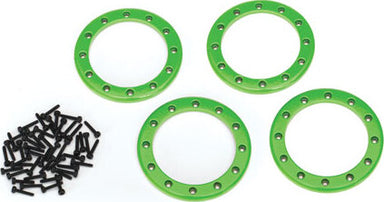 Beadlock rings, green (2.2") (aluminum) (4)/ 2x10 CS (48)