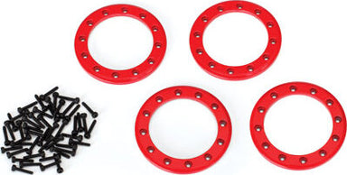 Beadlock rings, red (1.9") (aluminum) (4)/ 2x10 CS (48)