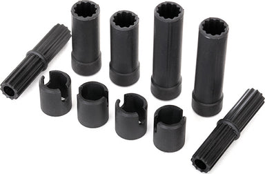 Half shafts, center (internal splined, front (2) & internal splined, rear (2)/ external splined (2)/ pin retainer (4)) (plastic parts only)