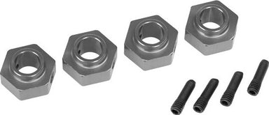 Wheel hubs, 12mm hex, 6061-T6 aluminum (charcoal gray-anodized) (4)/ screw pin (4)