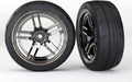 Tires and wheels, assembled, glued (split-spoke black chrome wheels, 1.9" Response tires) (front) (2)