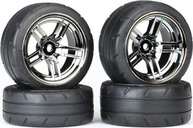 Tires & wheels, assembled, glued (split-spoke black chrome wheels,ﾠ1.9" Response tires, foam inserts) (front (2), rear (extra wide) (2)) (VXL rated)