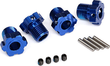 Wheel hubs, splined, 17mm (blue-anodized) (4)/ 4x5 GS (4), 3x14mm pin (4)