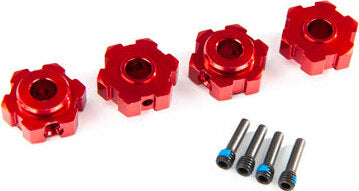 Wheel Hubs, Hex, Aluminum (Red-Anodized) (4)/ 4x13mm Screw Pins (4)