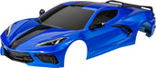 Body, Chevrolet Corvette Stingray, Complete (Blue) (Painted, Decals Applied) (Includes Side Mirrors, Spoiler, Grilles, Vents, and Clipless Mounting)