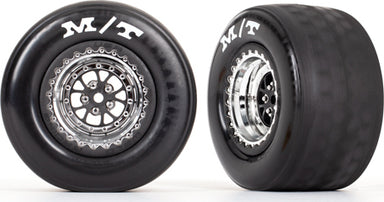Tires & wheels, assembled, glued (Weld chrome with black wheels, Mickey Thompson® ET Drag® Slicks, foam inserts) (rear) (2)