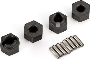 Wheel hubs, 7mm hex (4)/ axle pins (8)