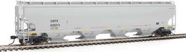 67' Trinity 6351 4-Bay Covered Hopper - Ready to Run - CIT Group-Capital Finance, Inc. CEFX #635313 (gray, Yellow Conspicuity Stripes