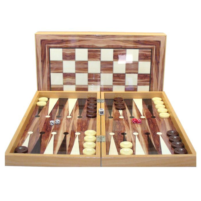 WWE26417A Backgammon Set: 19" Walnut Decoupage