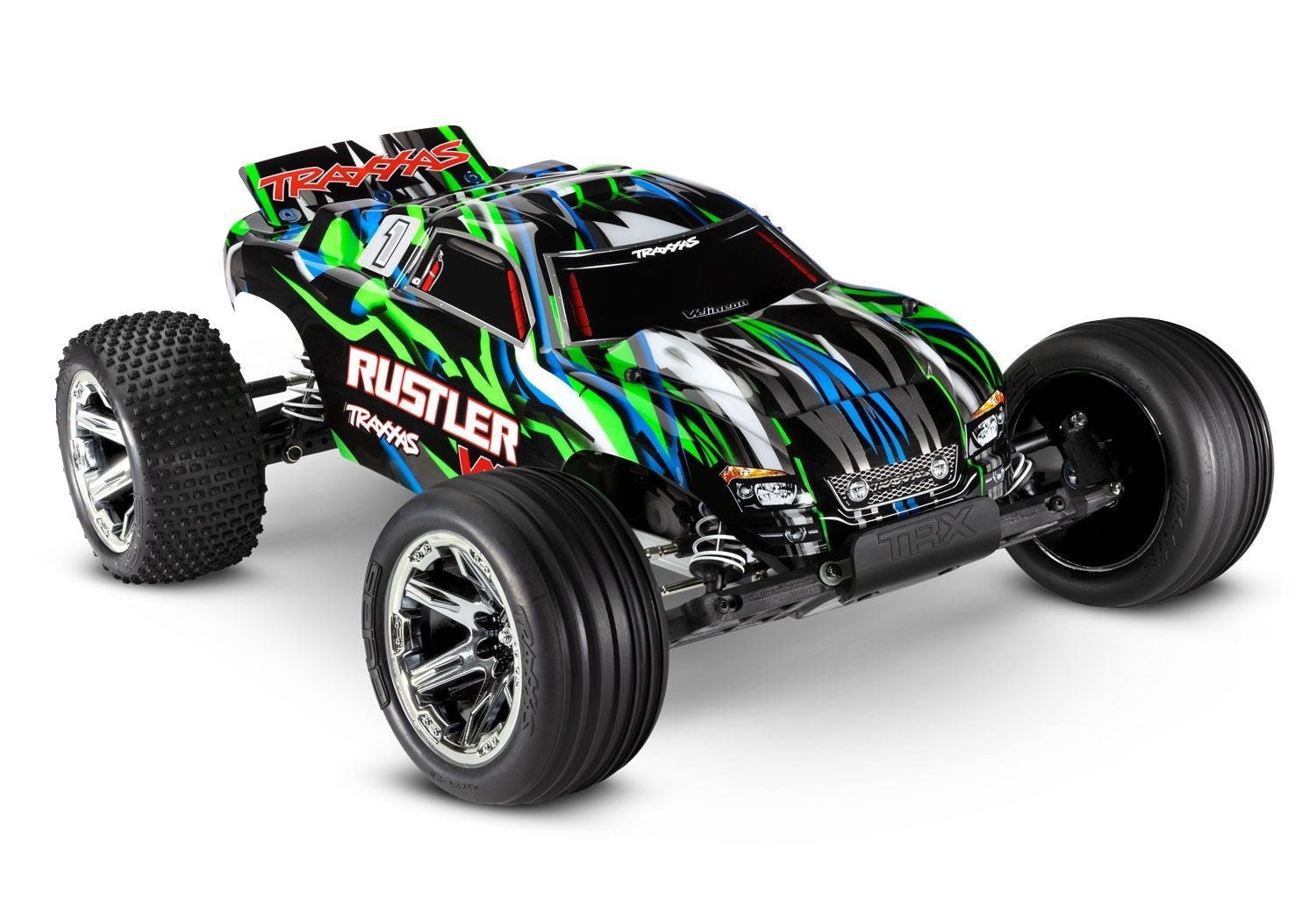 GREEN Rustler® VXL: 1/10 Scale Stadium Truck with TQi™ Traxxas Link™ Enabled 2.4GHz Radio System and Traxxas Stability Management (TSM)®