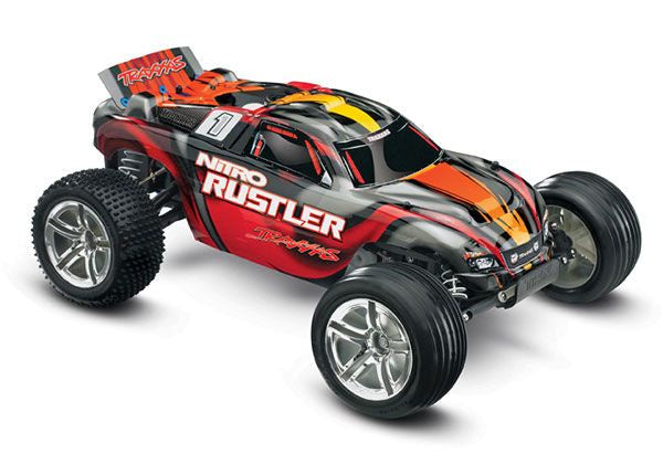 Red Nitro Rustler®: 1/10-Scale Nitro-Powered 2Wd Stadium Truck with Tqi™ Traxxas Link™ Enabled 2.4Ghz Radio System and Traxxas Stability Management (Tsm)®